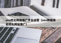 seo优化网络推广平台运营（seo教程排名优化网站推广）
